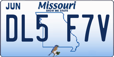 MO license plate DL5F7V