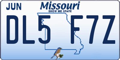 MO license plate DL5F7Z
