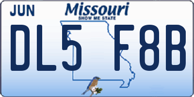 MO license plate DL5F8B