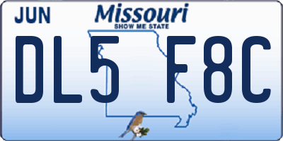 MO license plate DL5F8C