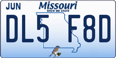 MO license plate DL5F8D