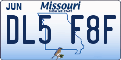 MO license plate DL5F8F