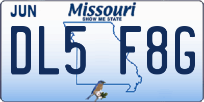 MO license plate DL5F8G