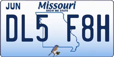 MO license plate DL5F8H
