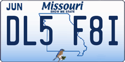 MO license plate DL5F8I