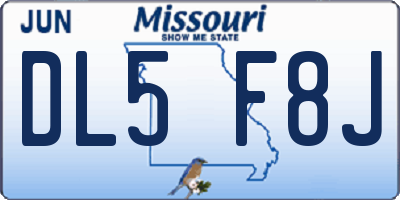 MO license plate DL5F8J