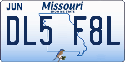MO license plate DL5F8L