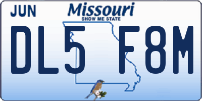 MO license plate DL5F8M