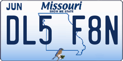 MO license plate DL5F8N