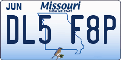 MO license plate DL5F8P