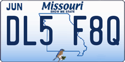 MO license plate DL5F8Q
