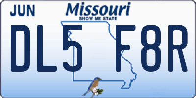 MO license plate DL5F8R