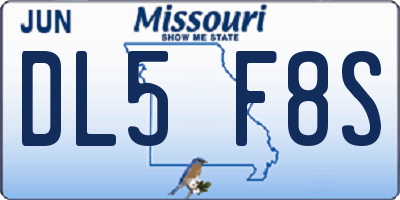 MO license plate DL5F8S
