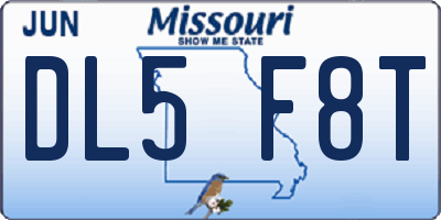 MO license plate DL5F8T