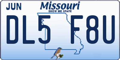 MO license plate DL5F8U