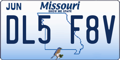 MO license plate DL5F8V