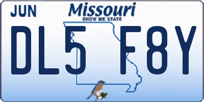 MO license plate DL5F8Y