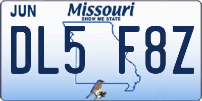 MO license plate DL5F8Z