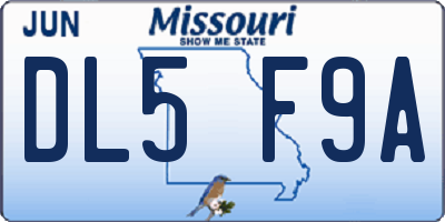 MO license plate DL5F9A