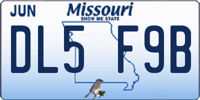 MO license plate DL5F9B