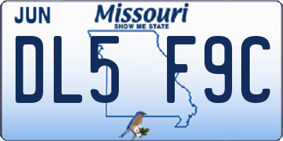 MO license plate DL5F9C