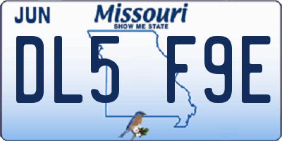 MO license plate DL5F9E