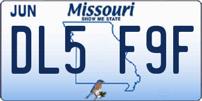 MO license plate DL5F9F