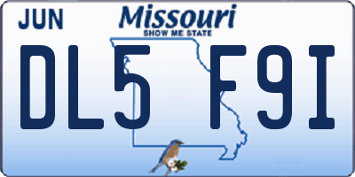 MO license plate DL5F9I