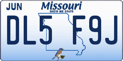 MO license plate DL5F9J