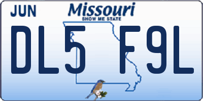 MO license plate DL5F9L