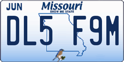 MO license plate DL5F9M