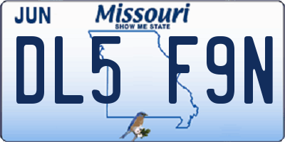 MO license plate DL5F9N
