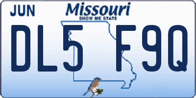 MO license plate DL5F9Q