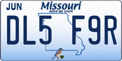 MO license plate DL5F9R