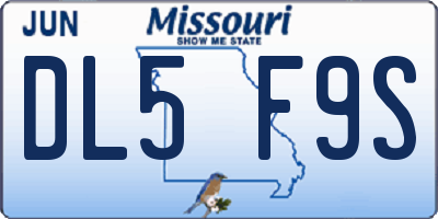 MO license plate DL5F9S