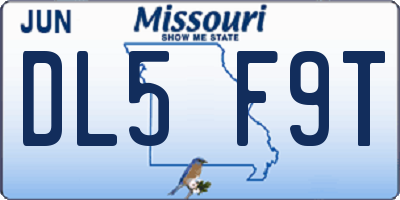 MO license plate DL5F9T