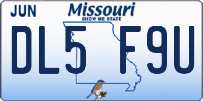 MO license plate DL5F9U