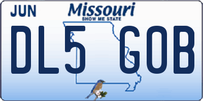 MO license plate DL5G0B