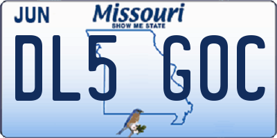 MO license plate DL5G0C