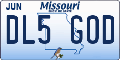 MO license plate DL5G0D