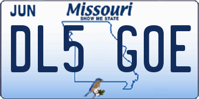 MO license plate DL5G0E