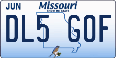 MO license plate DL5G0F