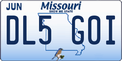 MO license plate DL5G0I