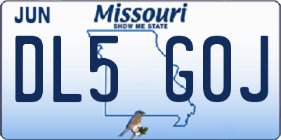 MO license plate DL5G0J