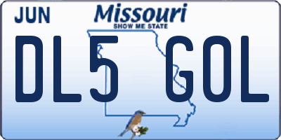 MO license plate DL5G0L