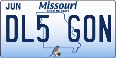 MO license plate DL5G0N