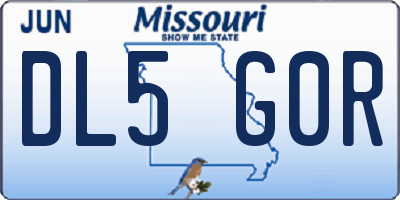 MO license plate DL5G0R