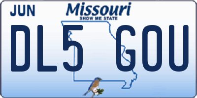 MO license plate DL5G0U