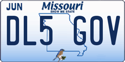 MO license plate DL5G0V