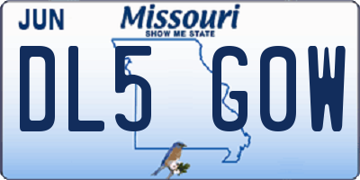 MO license plate DL5G0W
